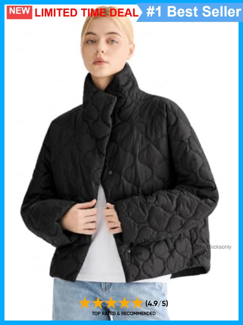 Oversized Quilted Cropped Lightweight Puffer Jacket Water-Repellent